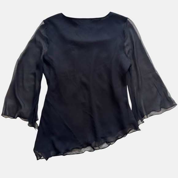 Anne Carson Black 100% Silk Embroidered Rose top XL Whimsigoth Y2K Dark Romance - Picture 7 of 10